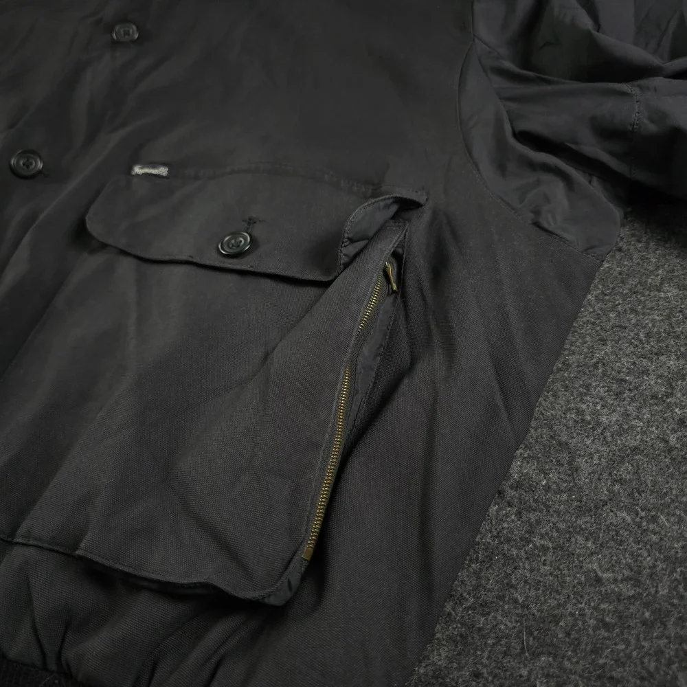 Vtg Faconnable Albert Goldberg Black Biswing Bomber Jacket Elbow Patches Men's L - Picture 12 of 16